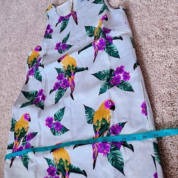 28 PALMS Women's Sleeveless Bird Floral Tropical Print Linen Sheath Dress - Picture 6 of 8